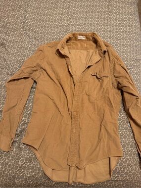 Vintage 70’s Corduroy Cotton Button-Down Shirt in Tan